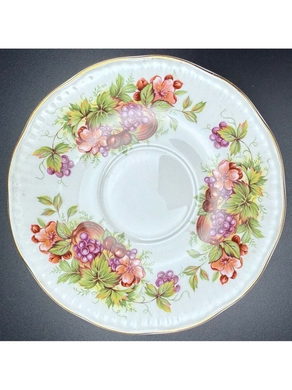 Royal Minster Teacup & Saucer – Harvest Fruits & Flowers – Vintage, England - Picture 9 of 9